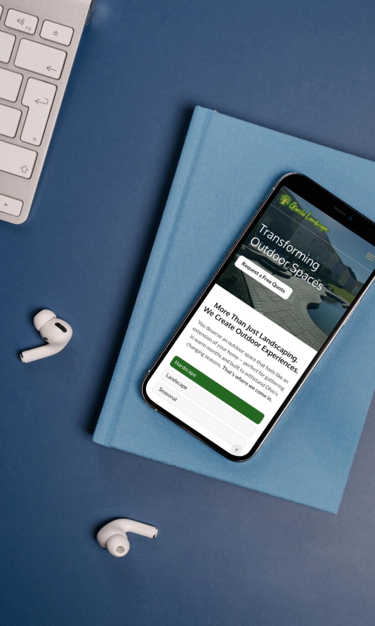Mobile-friendly website design Person reviewing brand visuals and messaging on smartphone screen