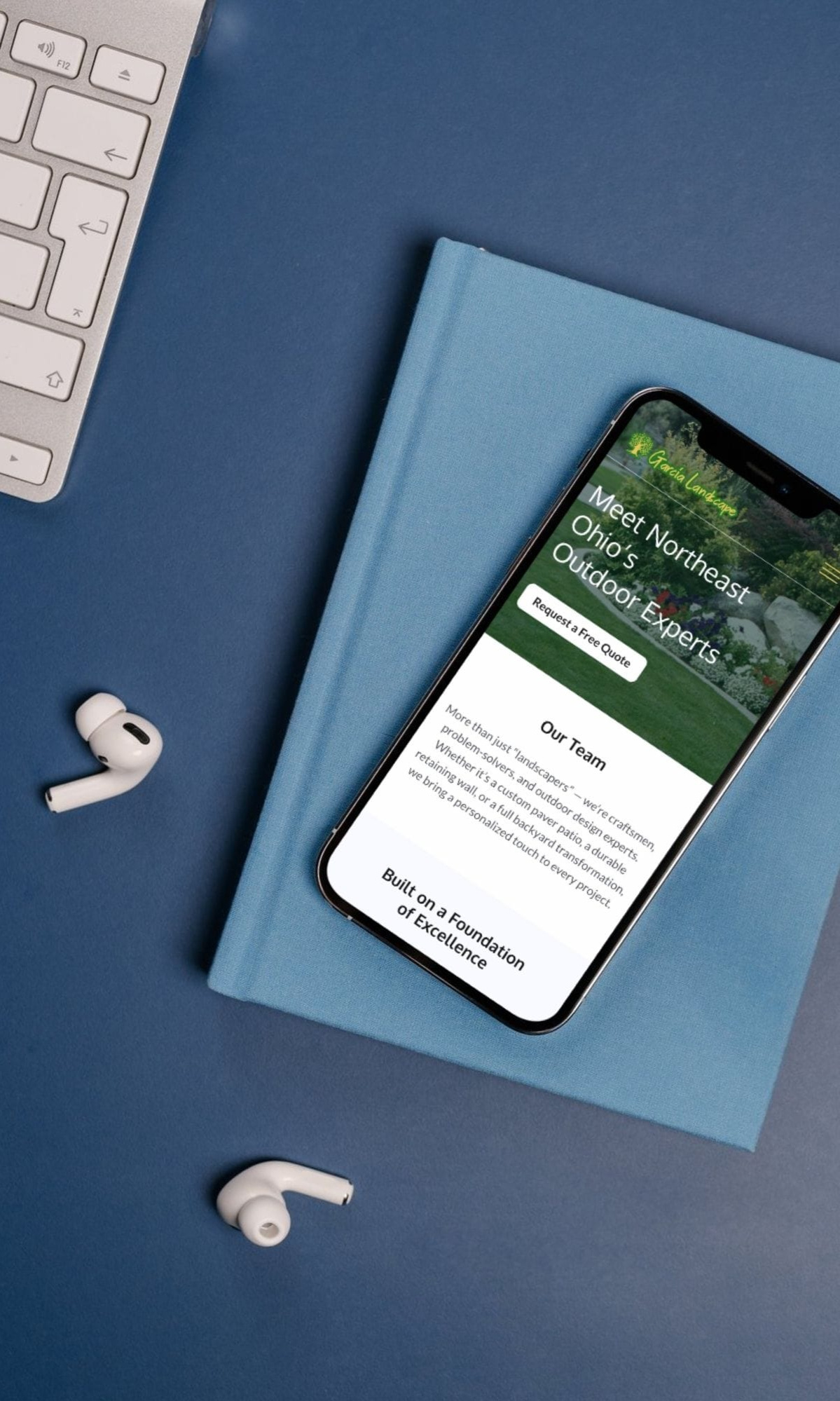Mobile-friendly website design Person reviewing brand visuals and messaging on smartphone screen